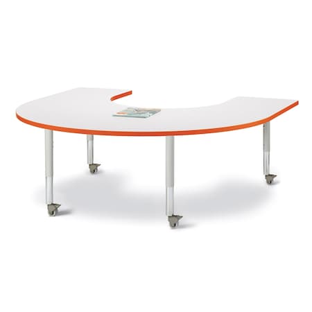 Jonti-Craft Berries Horseshoe Activity Table, 66 in. x 60 in., Mobile, Freckled Gray/Orange/Gray 6445JCM114